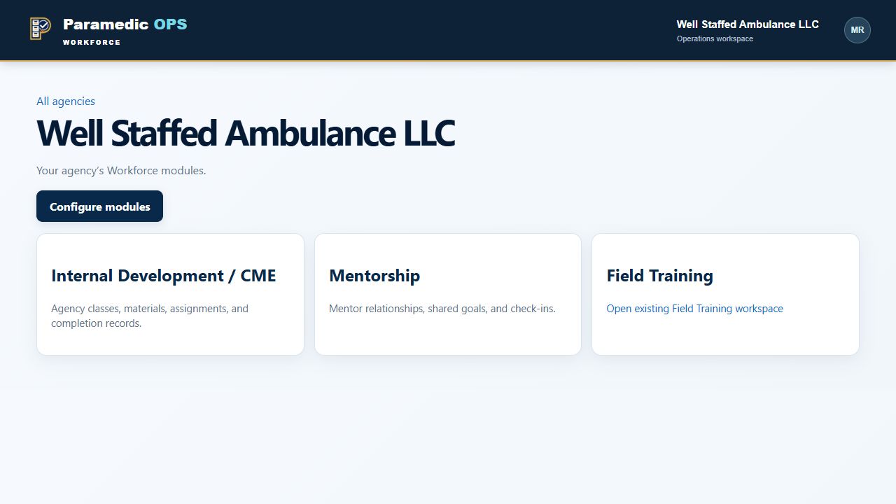 Workforce application with Well Staffed Ambulance LLC example records